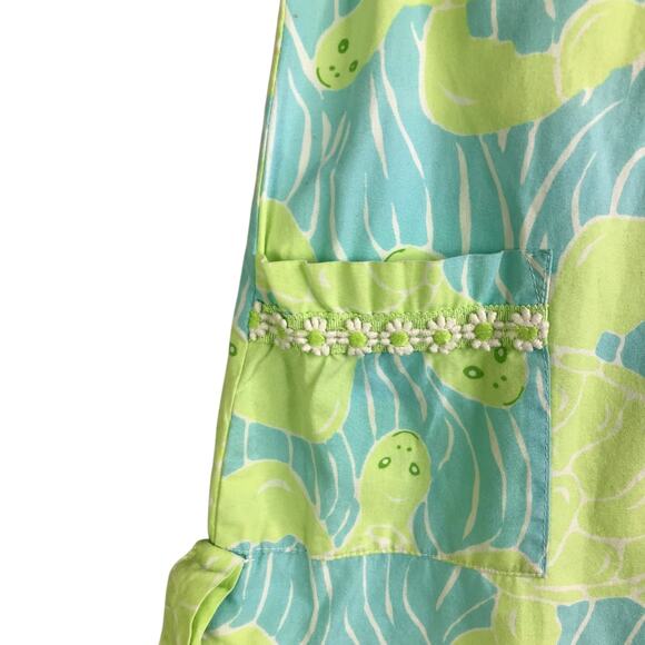 Lilly Pulitzer Dress Girls Size 3T Green/Blue Boat Neck Front Pocket Back Zip - Picture 4 of 7